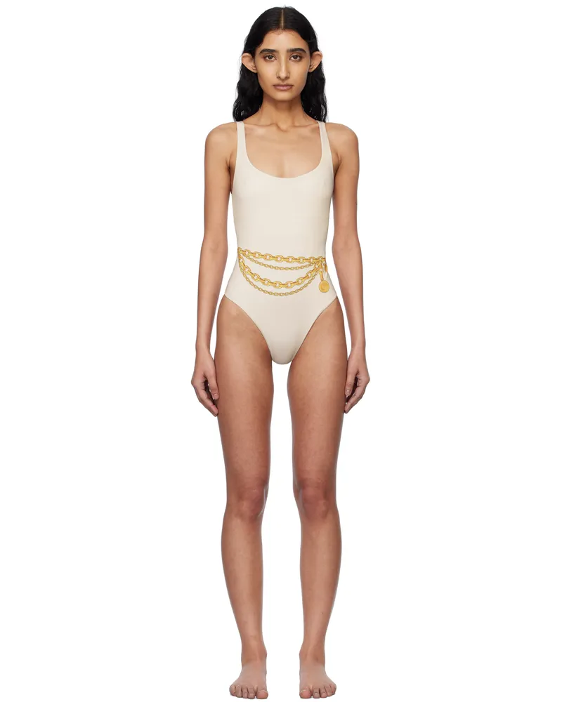 Versace Off-White Square Neck Swimsuit 5e490-bone+gold