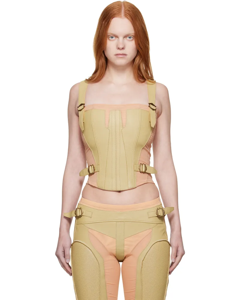 Charlotte Knowles Khaki & Pink GTR Top Pale