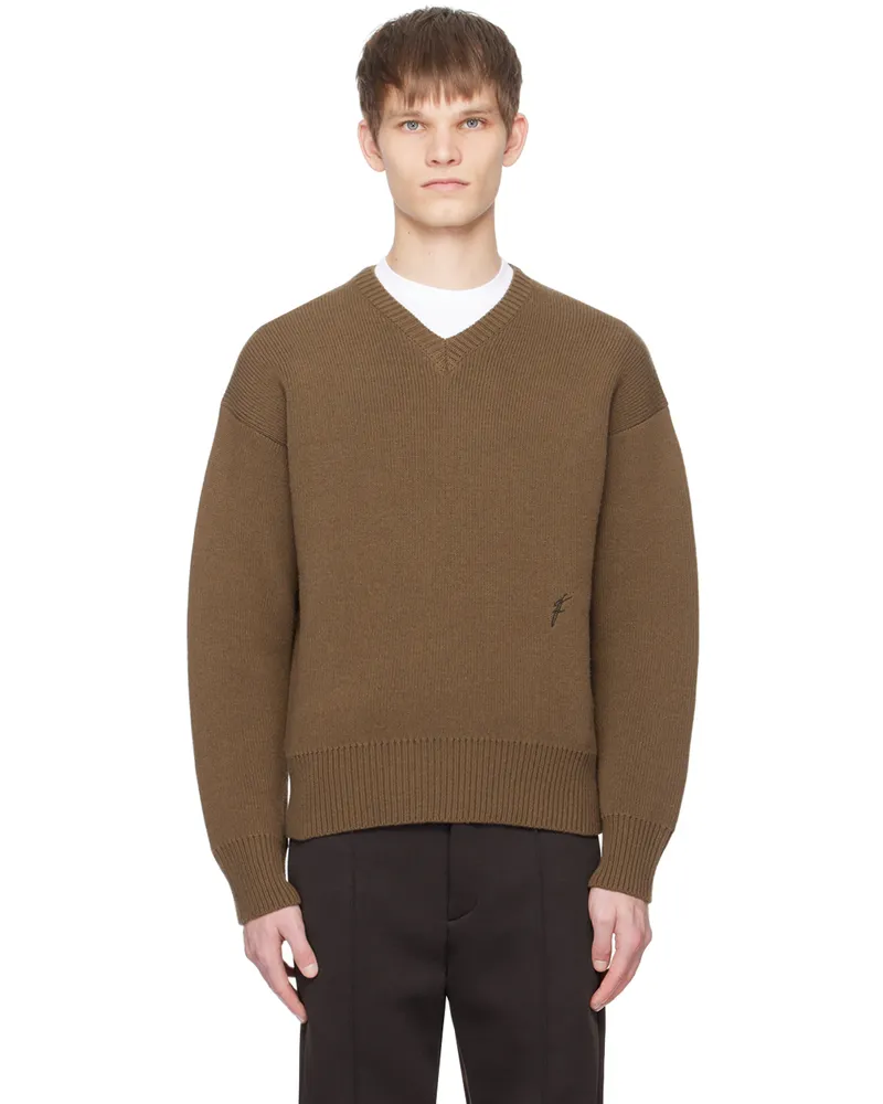 Ferragamo Brown V-Neck Sweater 0958