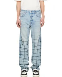 Amiri Blue Faded Out Plaid Jeans Indigo