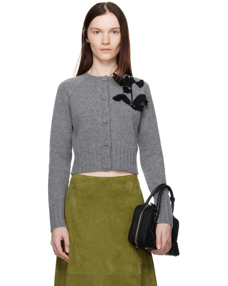 Erdem Gray Cropped Cardigan Grey