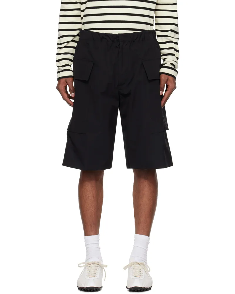 Jil Sander Black Embroidered Logo Cargo Shorts 001