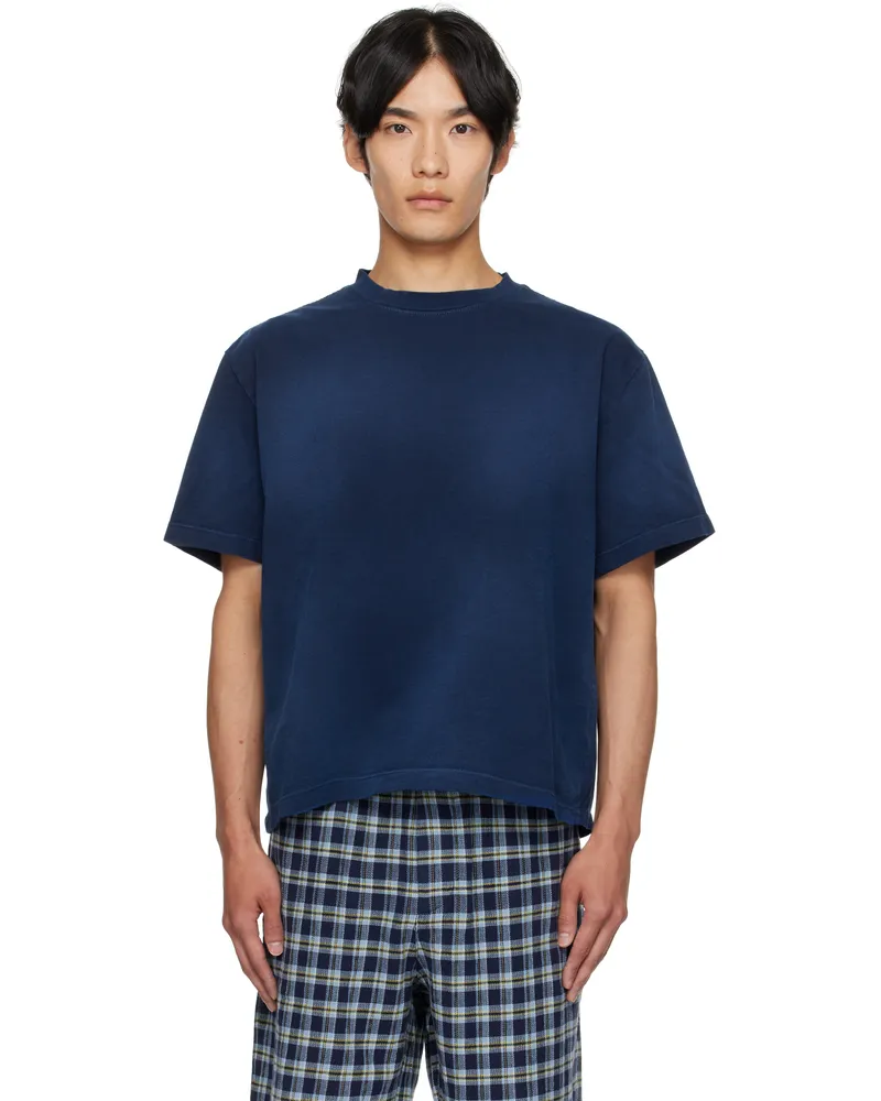 The Elder Statesman Navy Sunbleached Oversized T-shirt 422