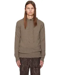 Uma Wang Brown Frayed Hoodie Uwcoffee