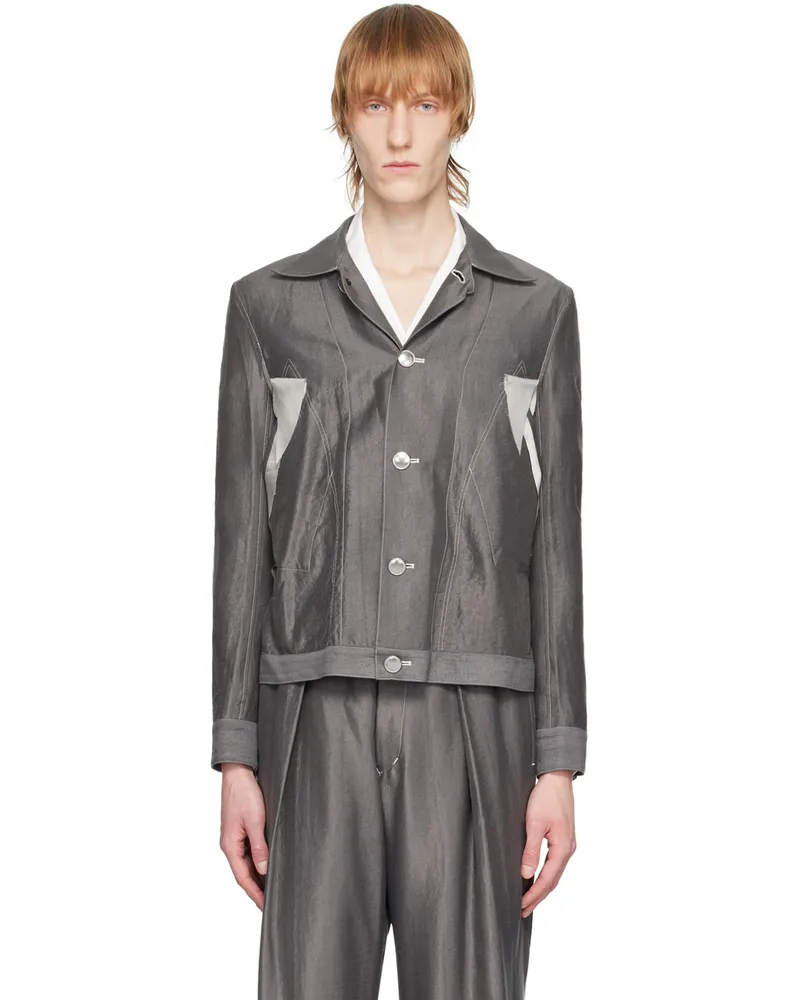 Sulvam Gray Raw Edge Jacket Gray