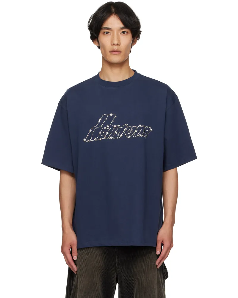 WE 11 DONE Navy Pearly 'Se11done' Logo T-shirt Navy