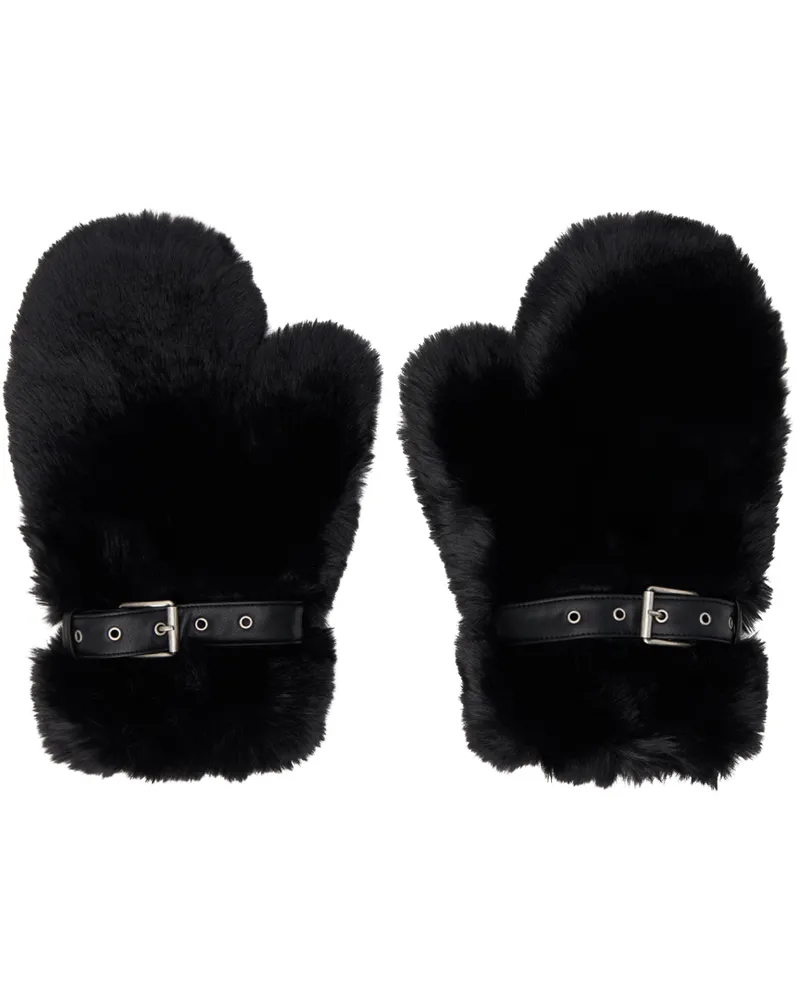 Acne Studios Black Fluffy Buckle Mittens 900