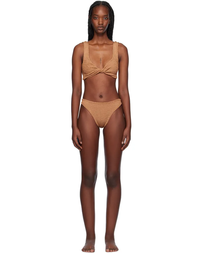 Hunza G Brown Juno Bikini Metallic