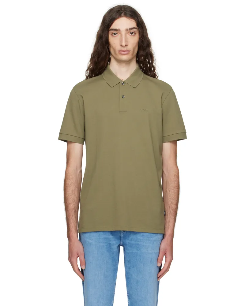 HUGO BOSS Khaki Pallas Piqué Logo Polo 314-medium