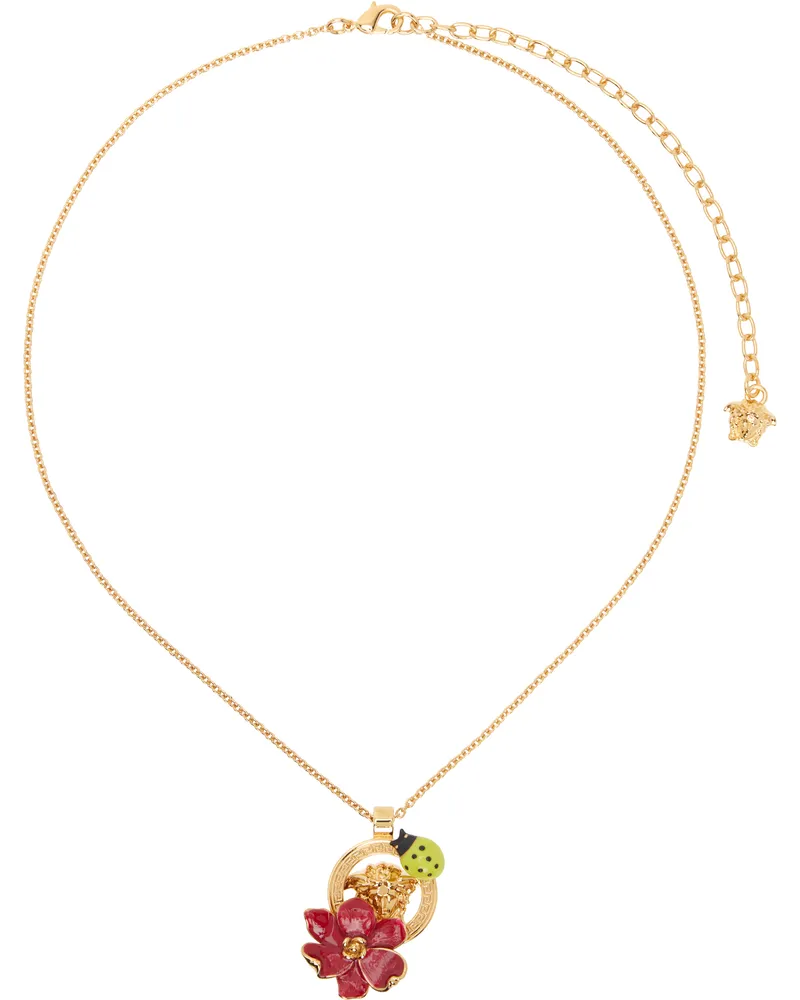 Versace Gold Strawberry Garden Pendant Necklace 4jhg0-versace