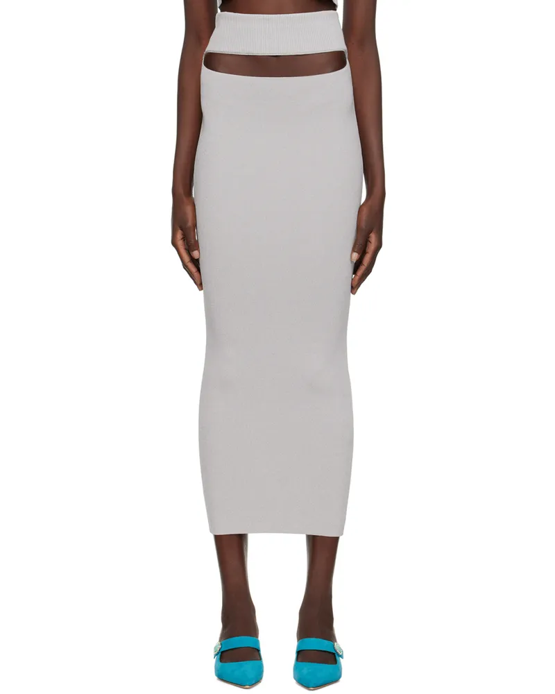 Christopher Esber Gray Split Midi Skirt Grey