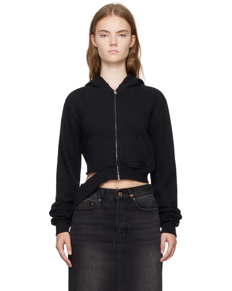 WE 11 DONE Black Distressed Hoodie Black