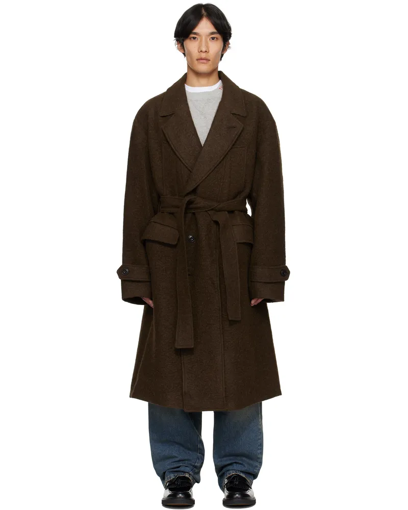 Andersson Bell Brown Mattia Shaggy Wool Robe Coat Brw
