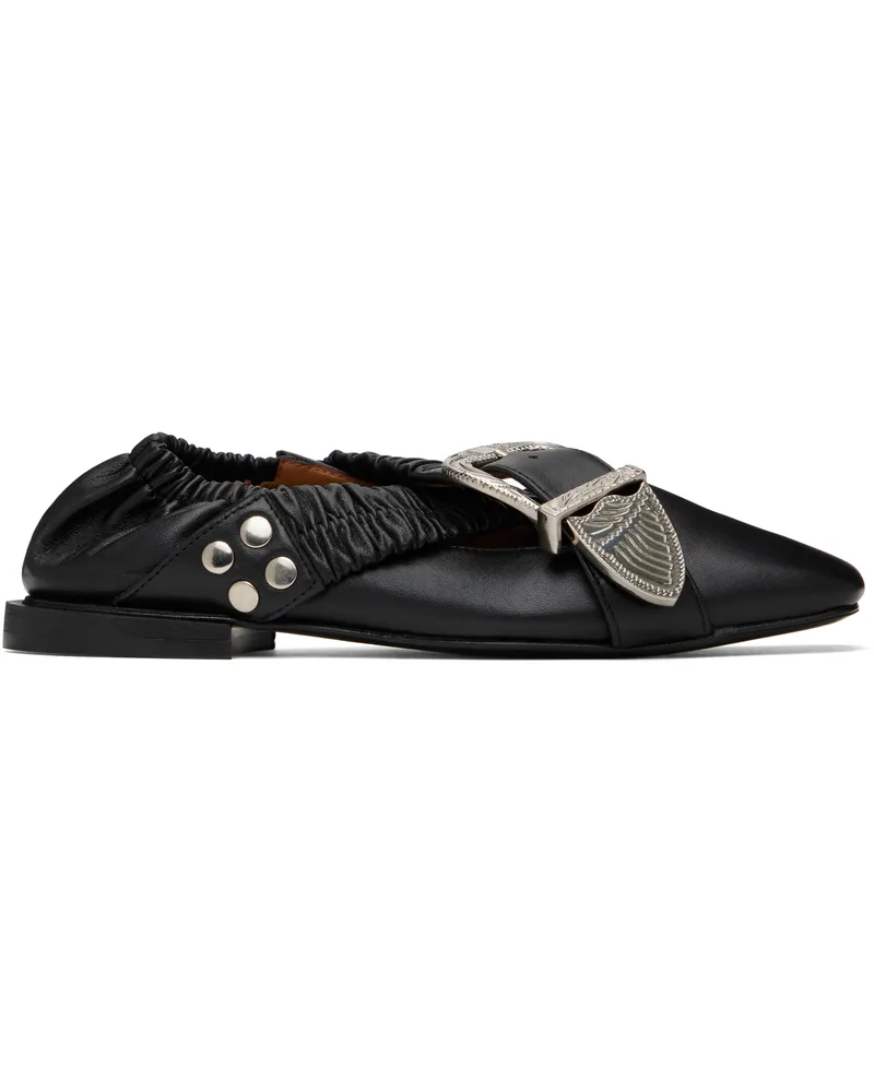 Toga Black Cross Strap Ballerina Flats Aj928