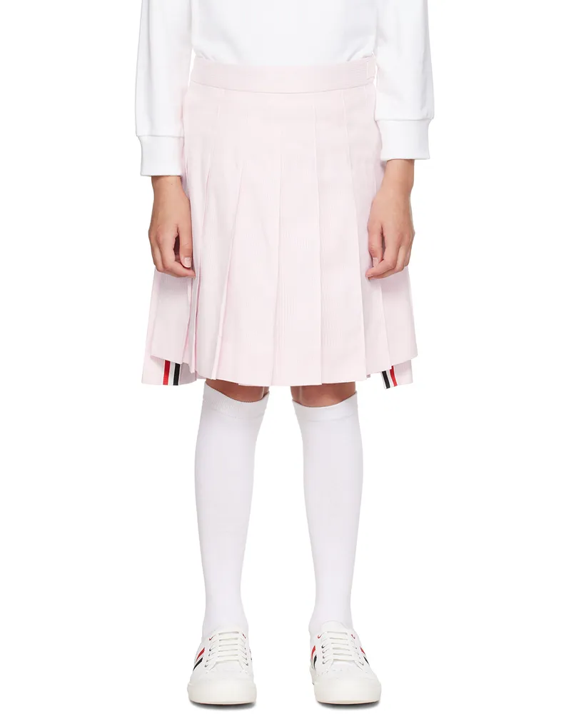 Thom Browne Kids Pink Pleated Skirt 680