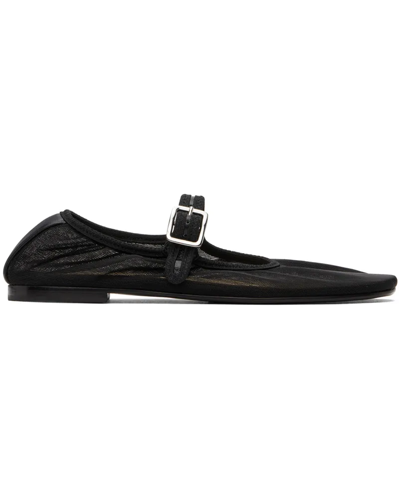 Sandy Liang SSENSE Exclusive Black Mary Jane Mesh Ballerina Flats Black