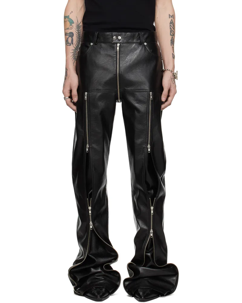 LU'U DAN Black Zipped Riot 5-Pocket Faux-Leather Pants Black