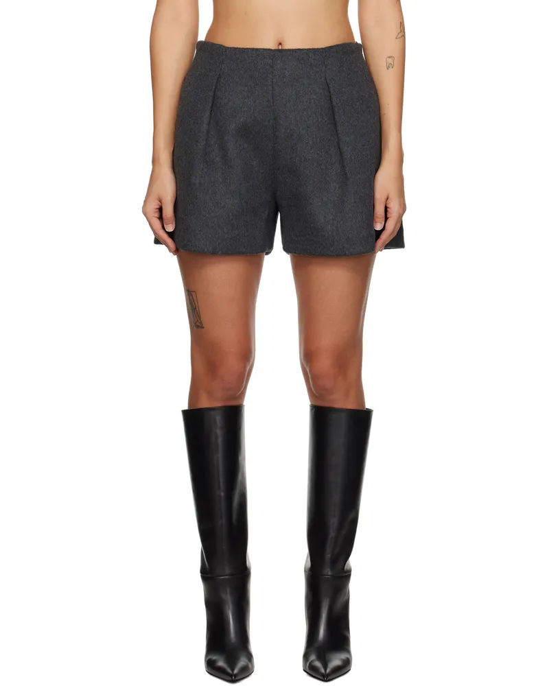 Róhe Gray Sculptural Wool Mini Shorts 013