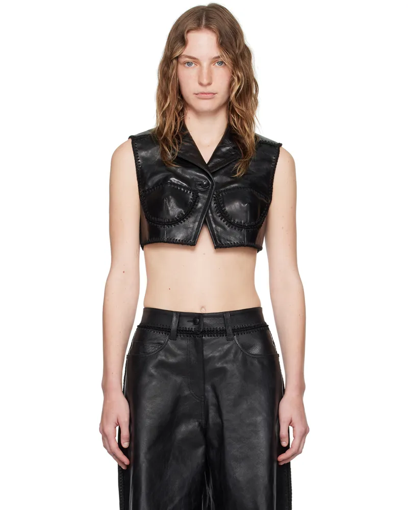 Alexander Wang Black Sleeveless Cropped Vest 001