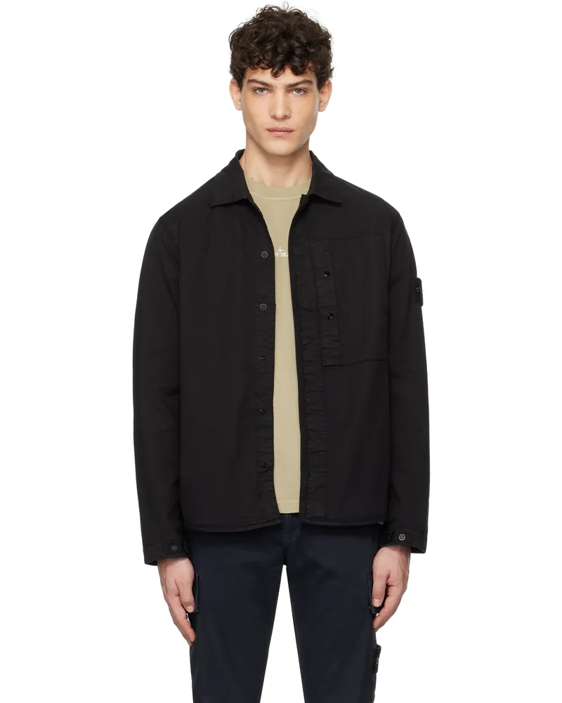 Stone Island Black Supima Cotton Twill Stretch-TC Jacket V0029