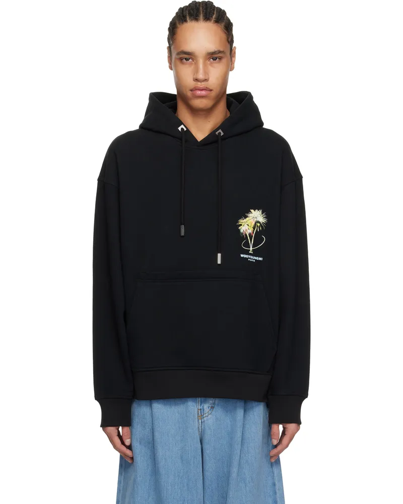 Wooyoungmi Black Palm Tree Hoodie Black726b