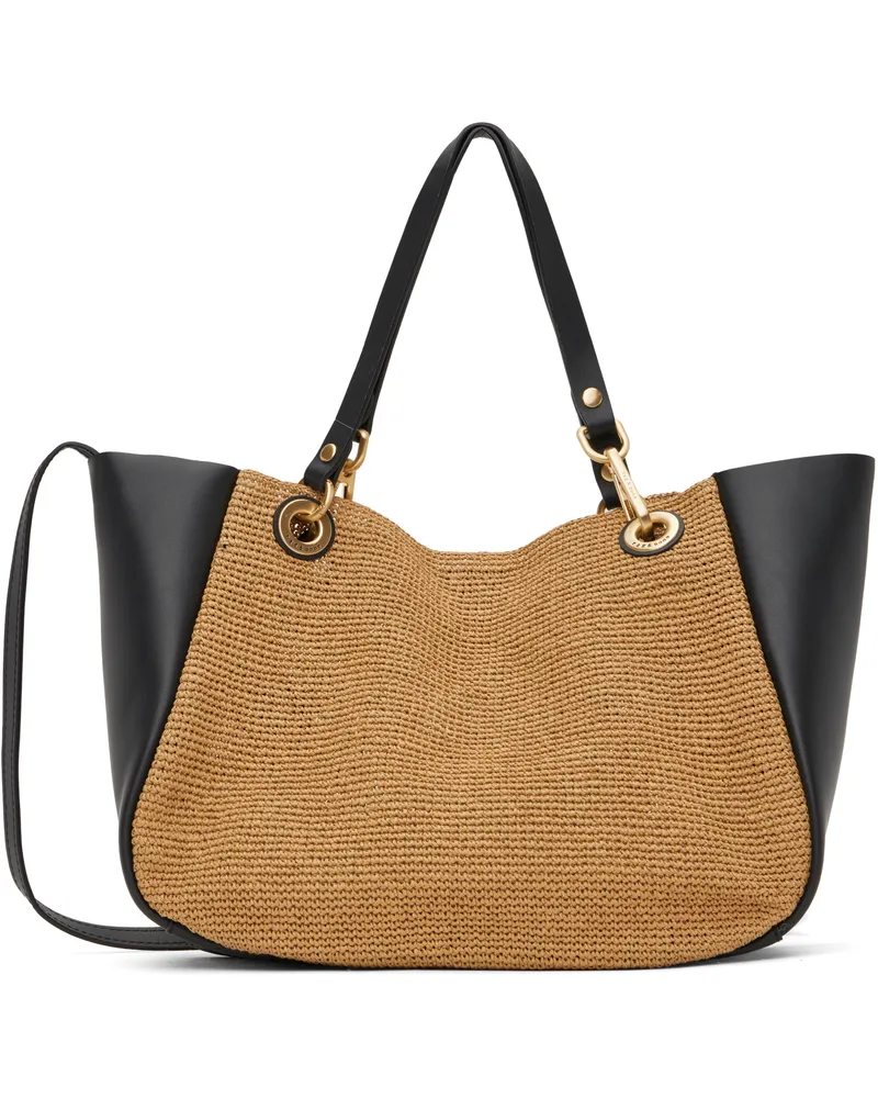 Rag & Bone Beige & Black Revival Summer City Tote Natblk