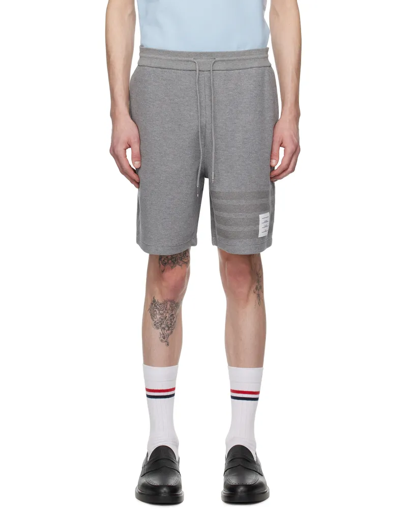 Thom Browne Gray Cotton 4-Bar Shorts 055
