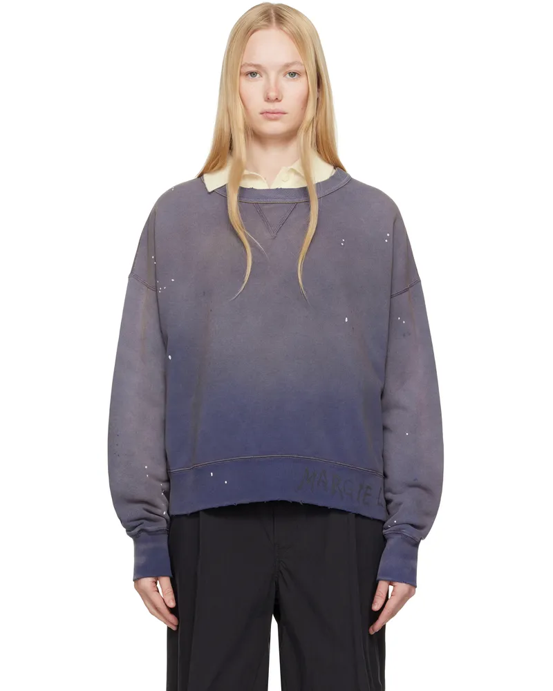 Maison Margiela Blue Graffiti Logo Sweatshirt 466