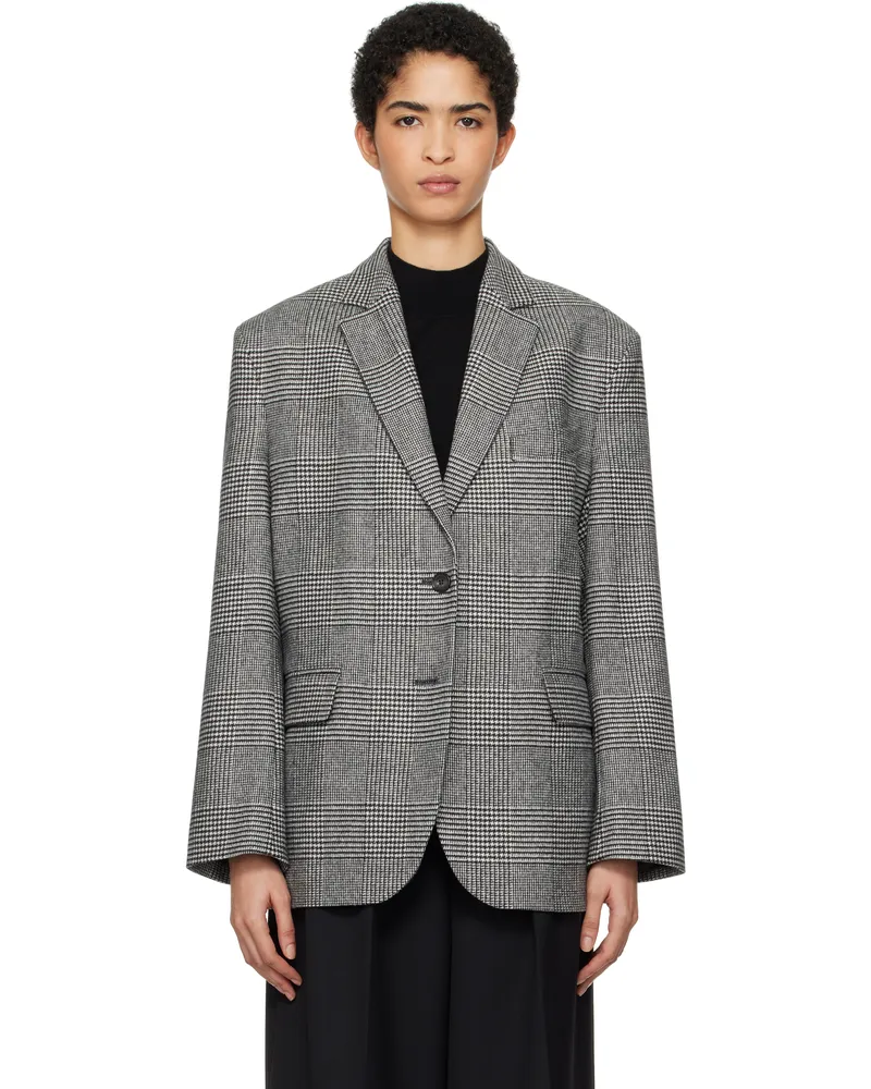 Anine Bing Black & White Quinn Blazer Multi