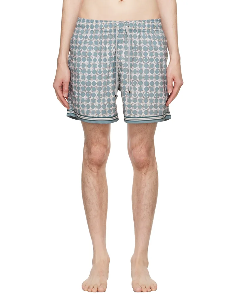 Amiri Blue & Beige MA Quad Swim Shorts Dusty