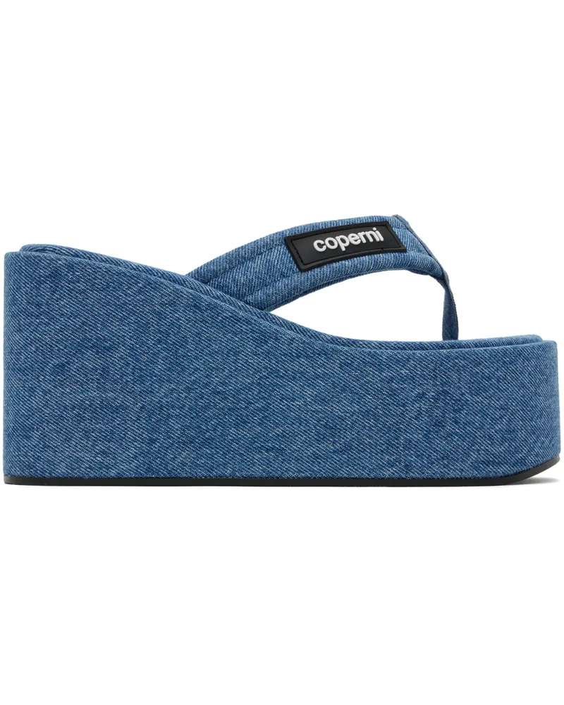 COPERNI Blue Denim Branded Wedge Sandals Wasblu
