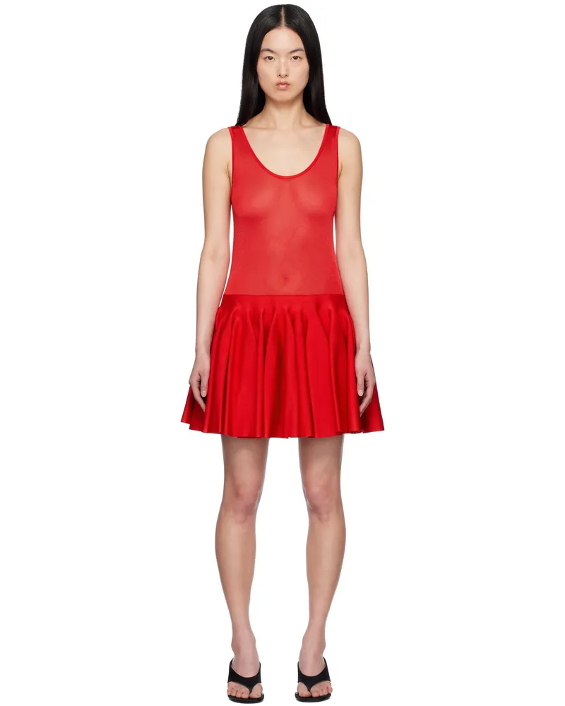 Alaïa Red Knit Godet Minidress 300