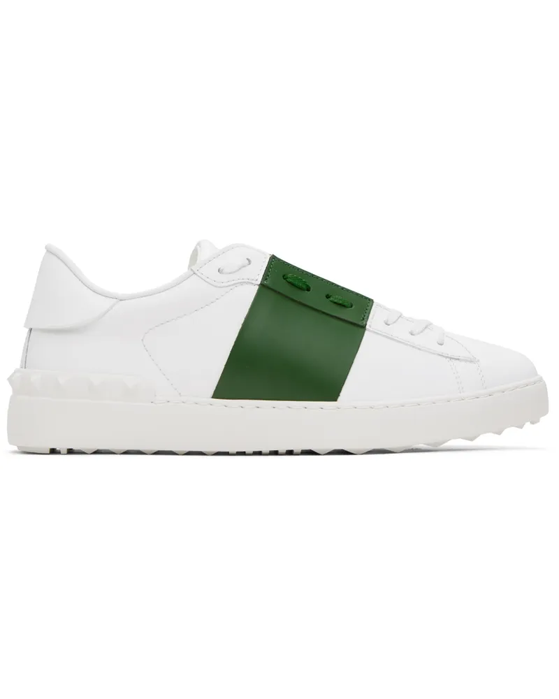 Valentino Garavani White & Green Open Sneakers Fern