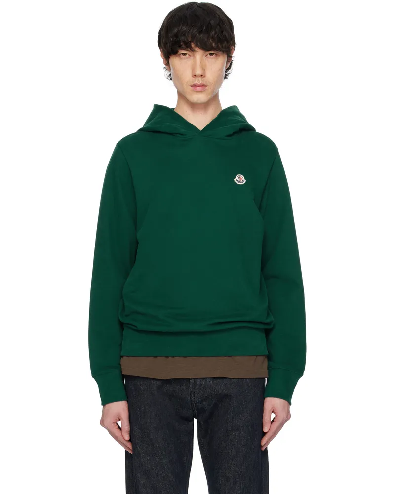 Moncler Green Logo Patch Cotton Hoodie 875