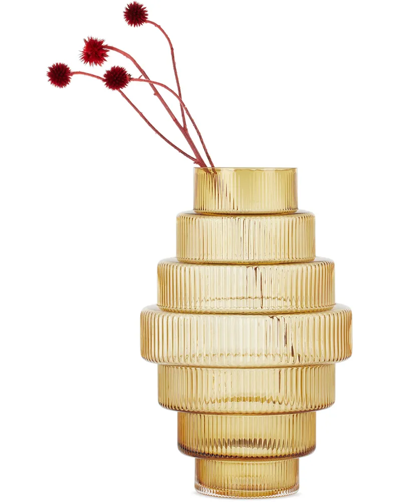 POLSPOTTEN Yellow Small Steps Vase Ochre