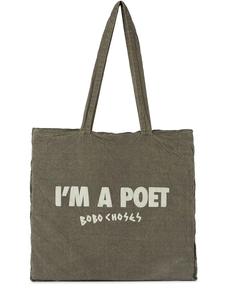 BOBO CHOSES Kids Grey 'I'm A Poet' Logo Tote 940