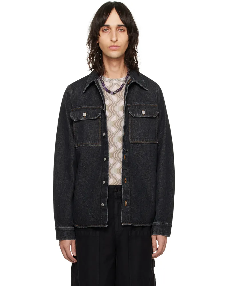 Dries van Noten Black Faded Denim Shirt 900