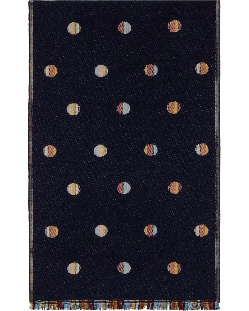 Paul Smith Navy Signature Stripe Polka Dot Scarf 92