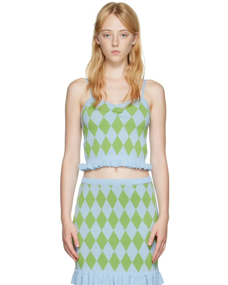 pushBUTTON Blue Argyle Tank Top Bl*gn