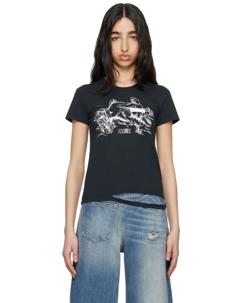 Maison Margiela Black Rabbit Print T-shirt 899
