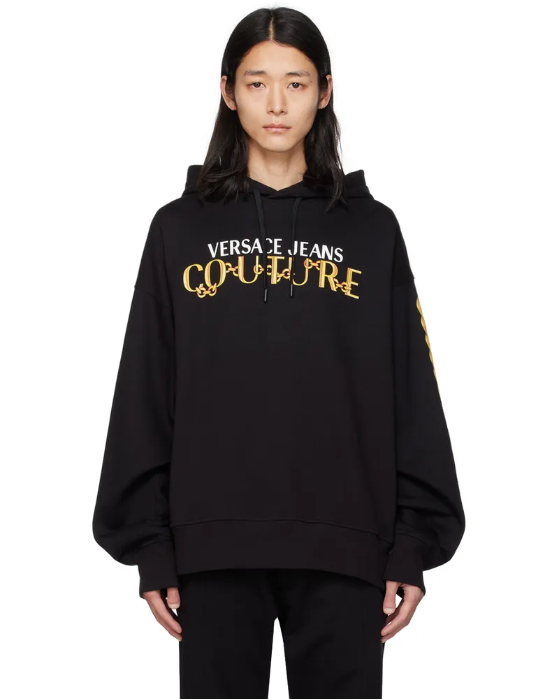 Versace Jeans Black Chain Hoodie Eg89