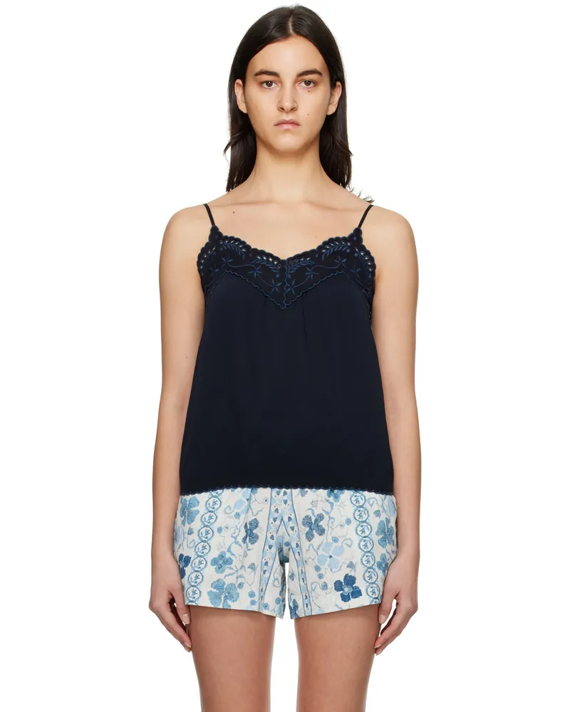 See by Chloé Navy Embroidered Tank Top 4c3
