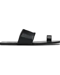 Jil Sander Black Square Toe Flat Sandals Black