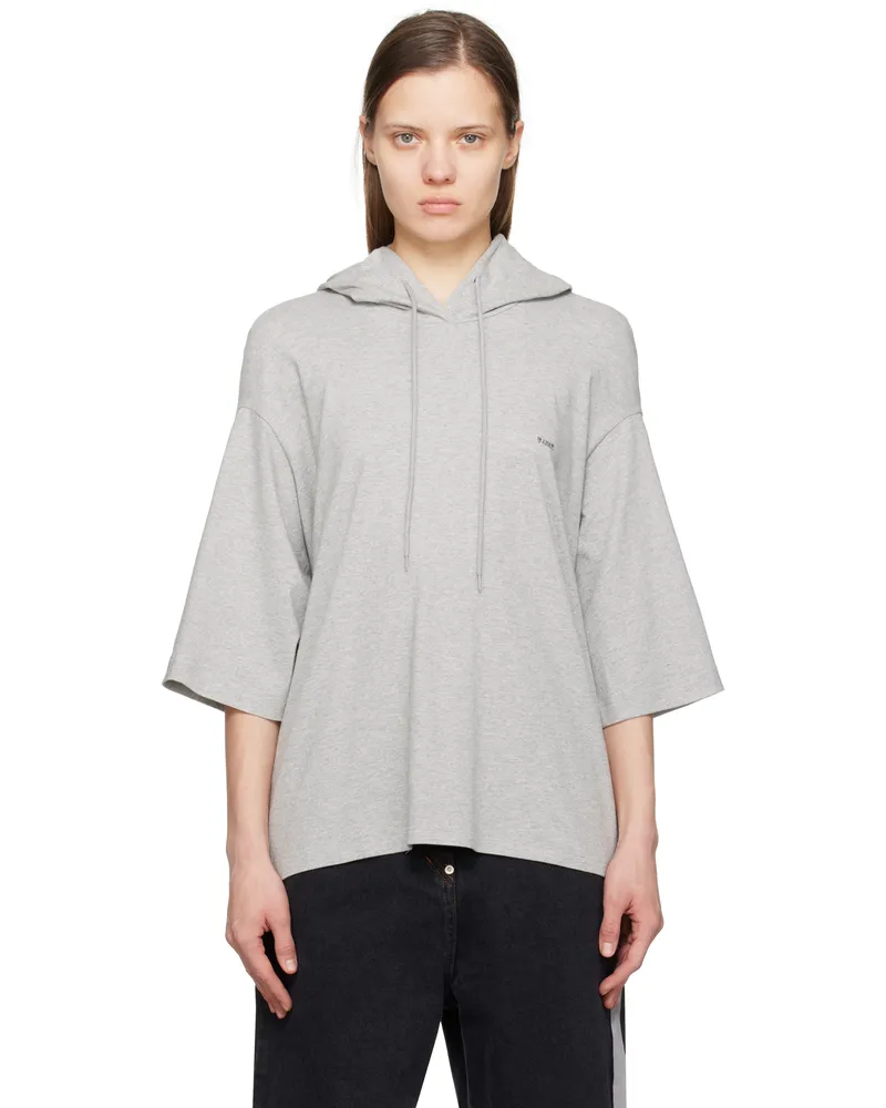pushBUTTON Gray Square Half Sleeve Hoodie Gray