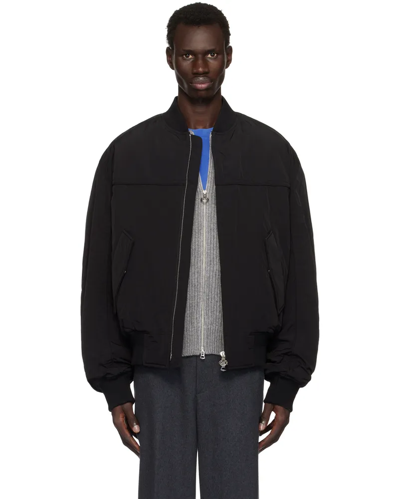 SOLID HOMME Black Biker Bomber Jacket 408b