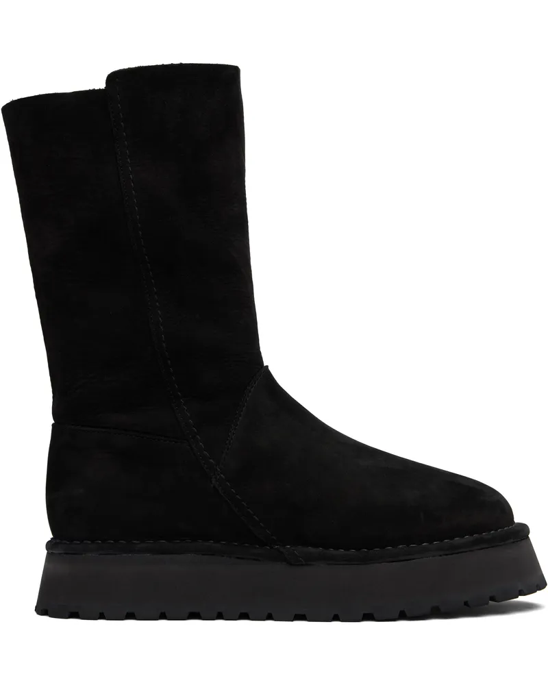 Yohji Yamamoto Black Nubuck Leather Slip-On Boots 1