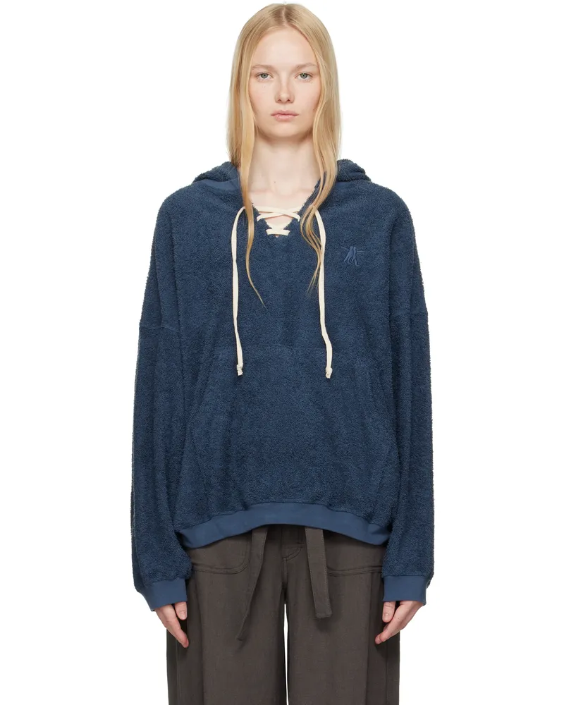OPEN YY Navy Terry Lace-Up Hoodie Navy