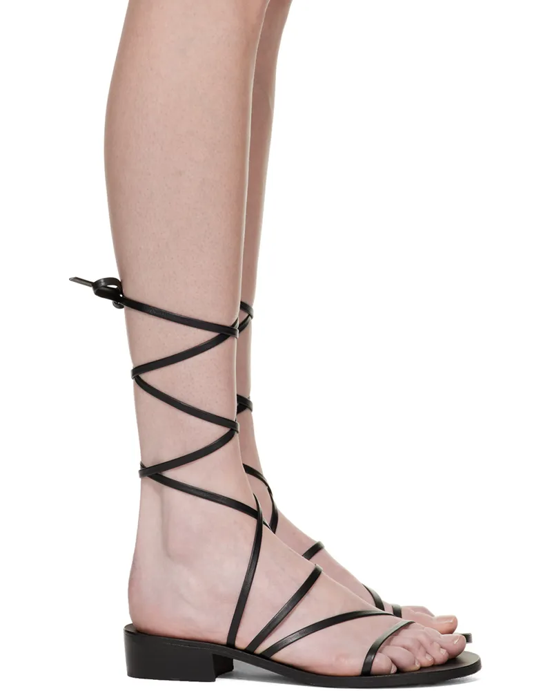 Ancient Greek Sandals Black Hara Heeled Sandals Black