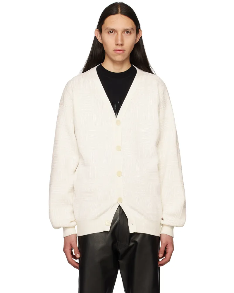VTMNTS White Barcode Cardigan White