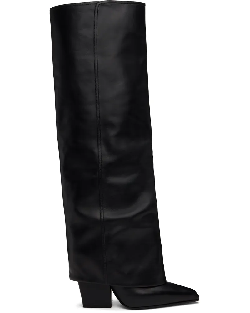Paris Texas Black Jane Fold Over Tall Boots Black